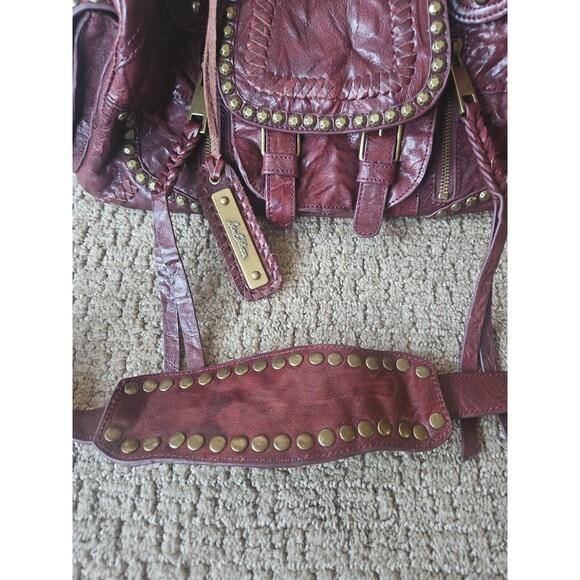 NWOT Sam Edelman Burgundy Leather Patchwork Studded Boho Shoulder Crossbody Bag - Picture 3 of 16